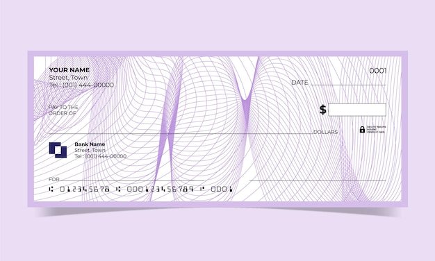 Blank check, bank cheque design, vector format