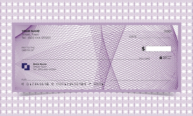 Vector blank check, bank cheque design, vector format