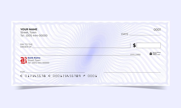 blank check bank cheque design waves line vector guilloche design for a certificate or banknote