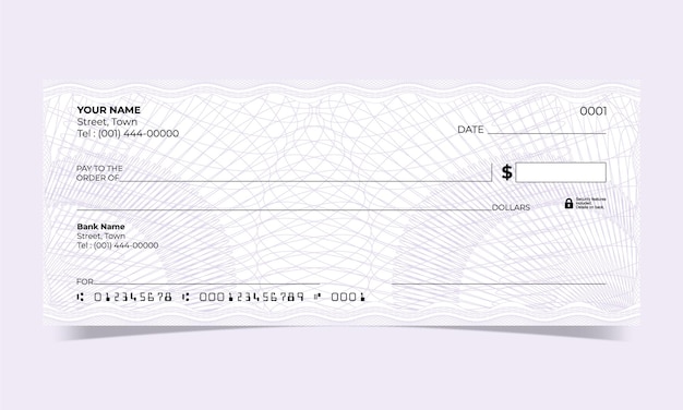 벡터 빈 체크 은행 체크 디자인 웨이브 라인 터 길로치 디자인 인증서 또는 지폐