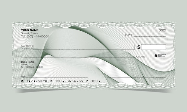 벡터 빈 체크 은행 체크 디자인 웨이브 라인 터 길로치 디자인 인증서 또는 지폐