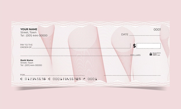 Дизайн пустого чека банка волны линейный вектор гильош дизайн для сертификата или банкноты
