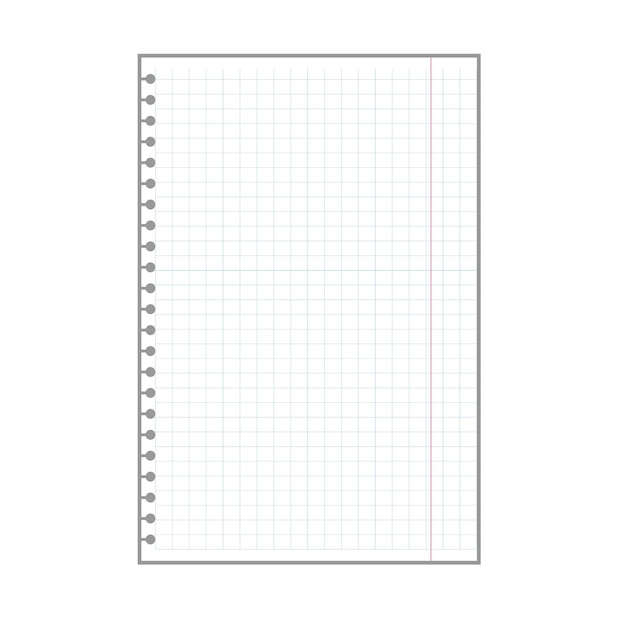 リング穴のある空白の市松模様の格子縞のシートメモ帳ページ