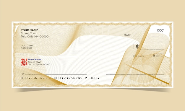 Blank cheque bank cheque ontwerp golven lijn Vector guilloche ontwerp voor een certificaat of bankbiljet.