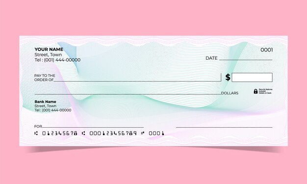 Vector blank cheque bankcheque ontwerp golven lijn vector guilloche ontwerp voor een certificaat of bankbiljet