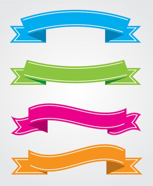 Blank color ribbon banners