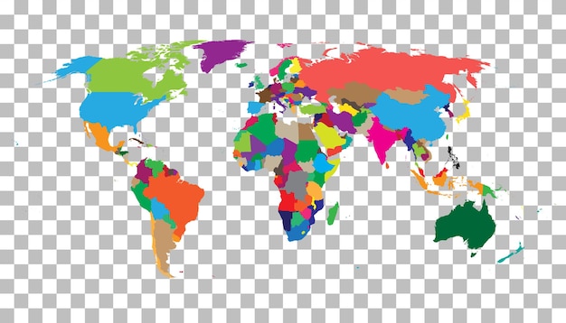 Vector blank colorful world map on isolated background world map vector template for website infographics design flat earth world map illustration