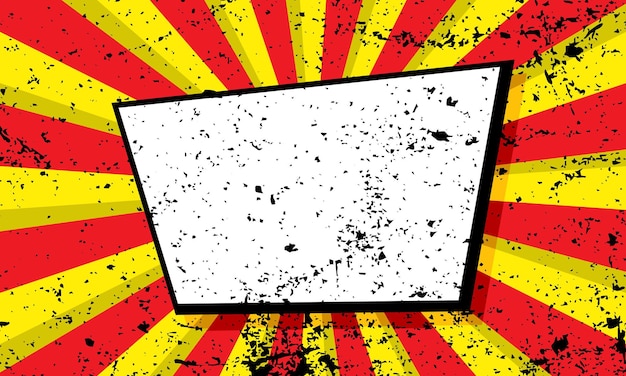 Blank comic cartoon red and yellow burst background with grunge effect