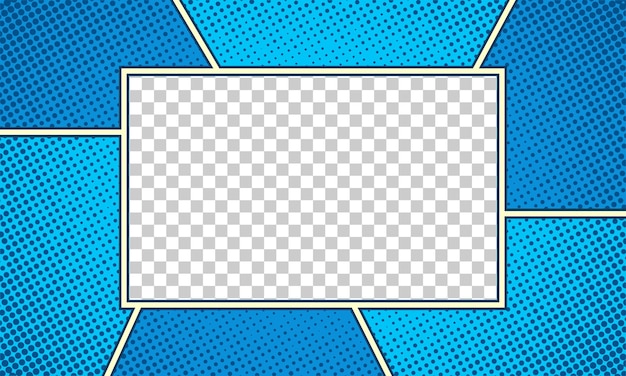 Blank comic frame blue background