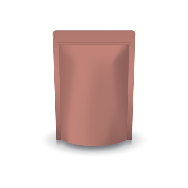 Vector blank copper standing ziplock bag.