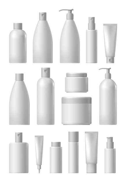 Vector blank cosmetic package collection set