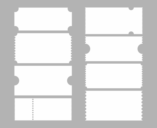 Modelli di coupon vuoti modelli di biglietti vuoti icone di carte di biglietti vuoti biglietti di carte coupon