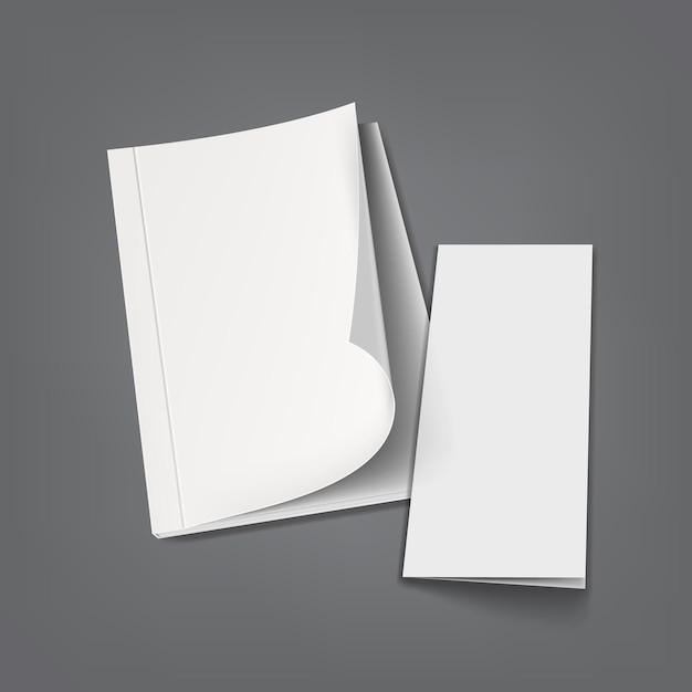 Blank Cover Of White Book Or Magazine On Gray