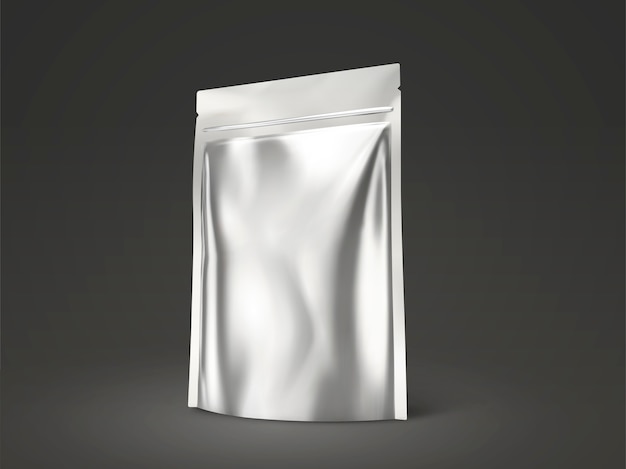 空白のdoyパック、イラストで使用するためのシルバー色のパッケージ
