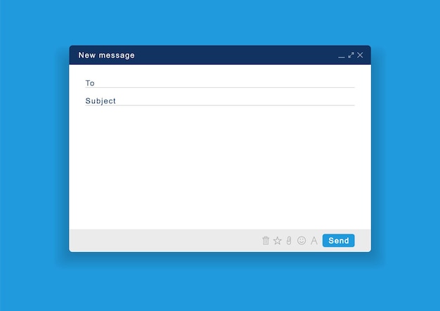 Blank email window. Template email screen with mail message.