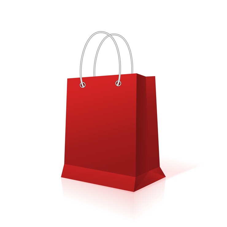 Vector blank empty shopping paper bag, red color