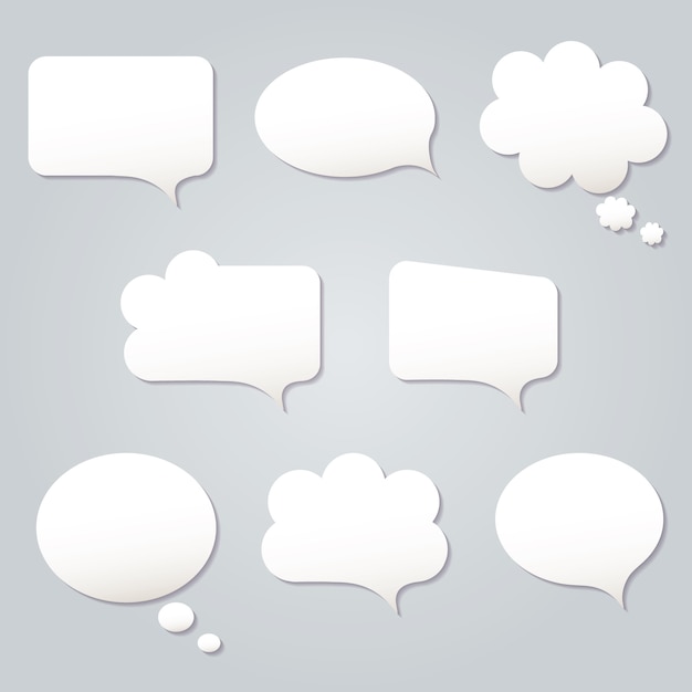 Blank empty white speech bubbles 