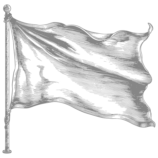 Vector blank flag element with old engraving style