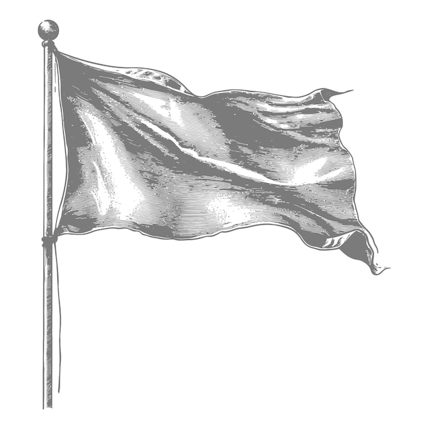 blank flag element with old engraving style