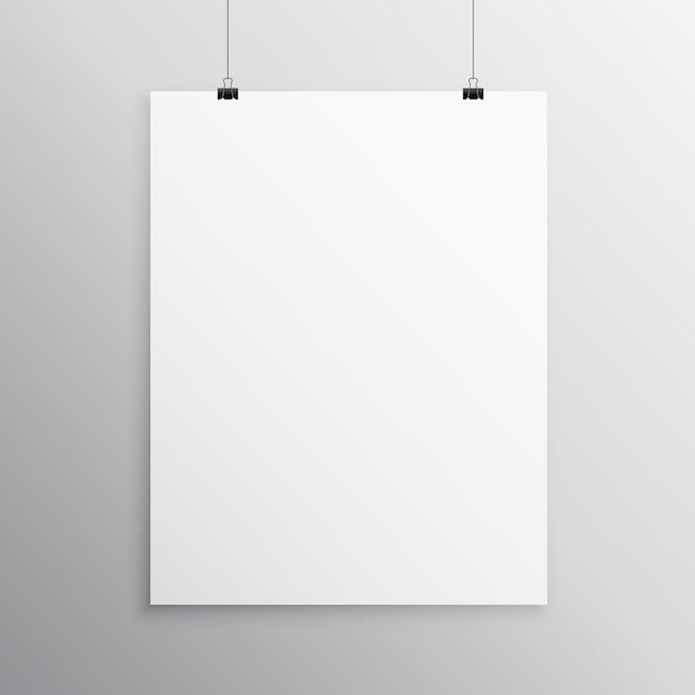 Vector blank flyer mockup template hanging with clip