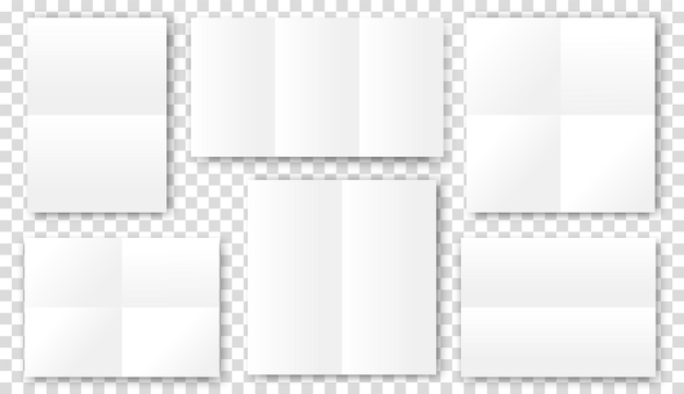 ベクトル 空白の折り畳まれた紙シート。影付きの本のパンフレットチラシ小冊子テンプレートを開きます。
