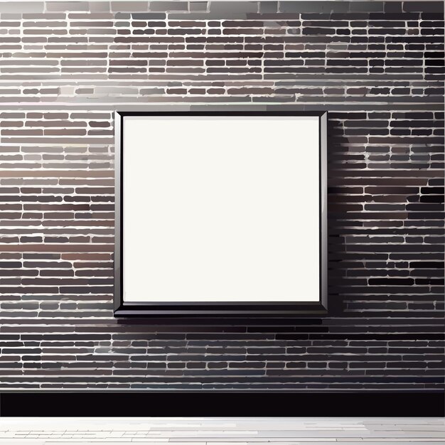 Vector blank frame on brick wall or blank photo frame on brick wall