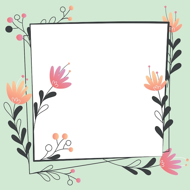 blank frame decorated with abstract modernized forms flowers and foliage empty modern border