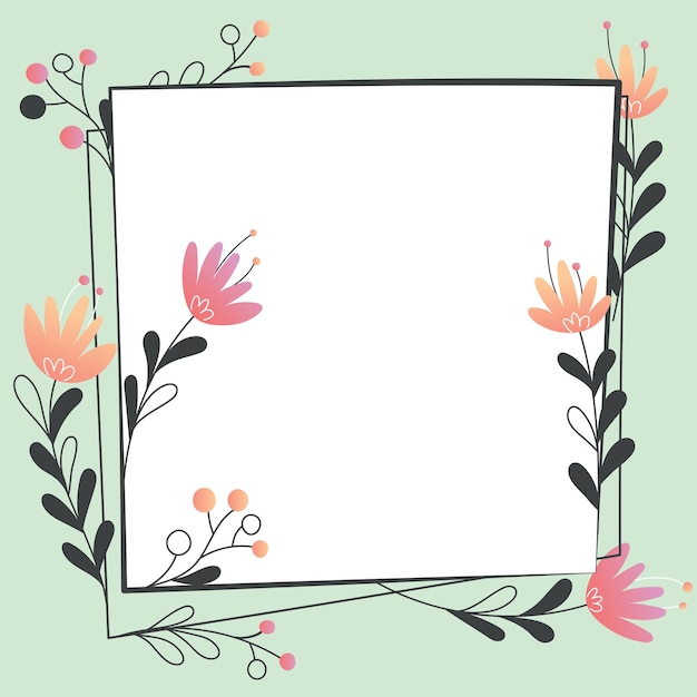 Blank frame decorated with abstract modernized forms flowers and foliage empty modern border