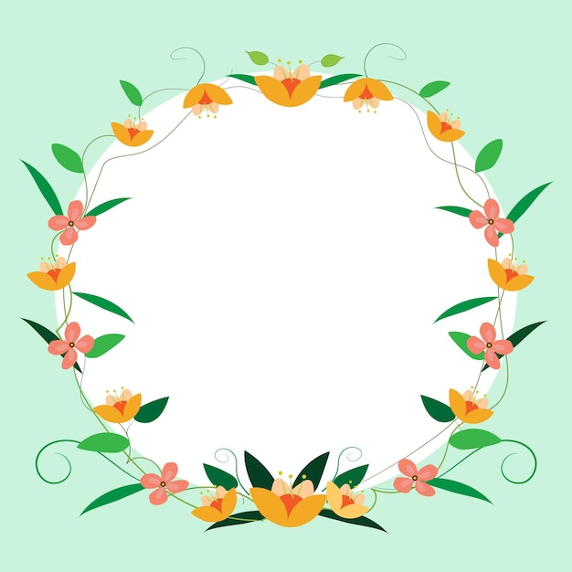 Blank Frame Decorated With Colorful Flowers And Foliage Arranged Harmoniously. Empty Poster Border Surrounded By Multicolored Bouquet Organized Pleasantly.