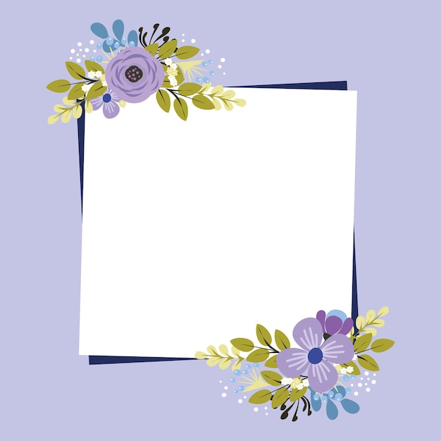 Blank frame decorated with colorful flowers and foliage arranged harmoniously empty poster border
