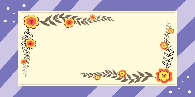 Blank frame decorated with colorful flowers and foliage arranged harmoniously empty poster border