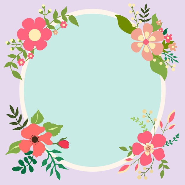 Blank frame decorated with colorful flowers and foliage arranged harmoniously empty poster border