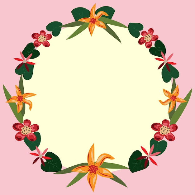 Vector blank frame decorated with colorful flowers and foliage arranged harmoniously empty poster border