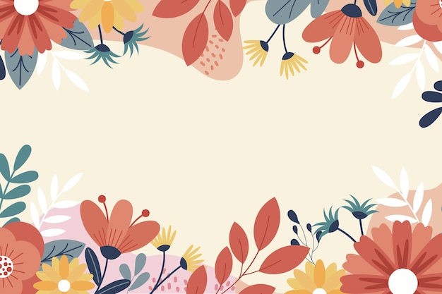 Vector blank frame decorated with colorful flowers and foliage arranged harmoniously empty poster border