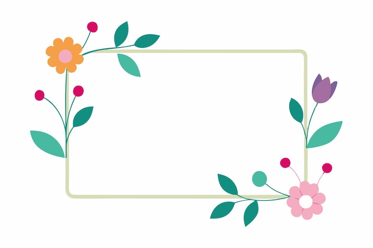 Vector blank frame met bloemen kunst op witte achtergrond