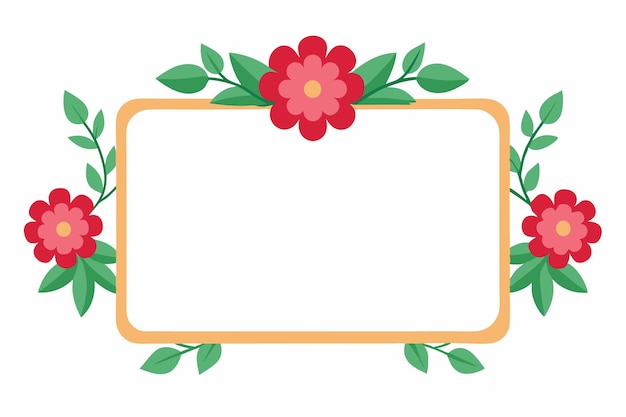 Blank frame met bloemen vector op witte achtergrond