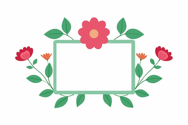 Blank frame met bloemen vector op witte achtergrond