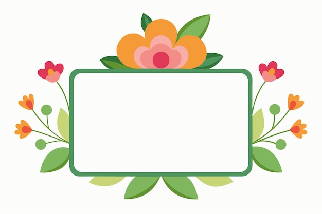 Blank frame met bloemen vector op witte achtergrond