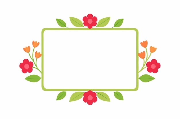 Blank frame met bloemen vector op witte achtergrond