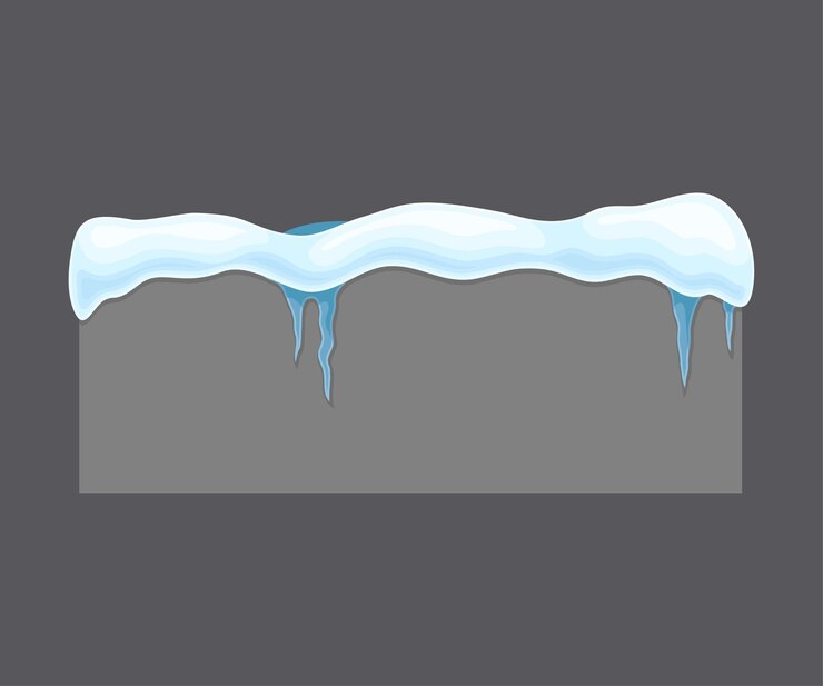Vector blank frozen rectangular shape banner with snow and icicles cold season holiday frame cartoon vector illustration