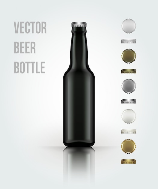 Vettore bottiglia da birra in vetro bianco per un nuovo design.