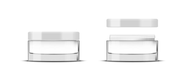 Vector blank glass cosmetic cream jar for your product