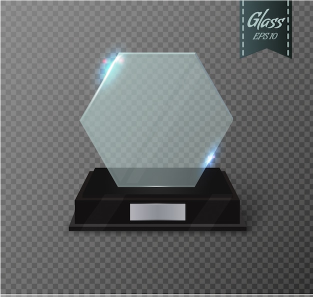 Blank glass trophy award op een transparante achtergrond.