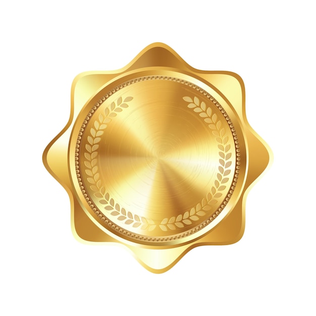 Vector blank golden medal template with engraved laurel wreath versatile designs for custom awards and creative projects