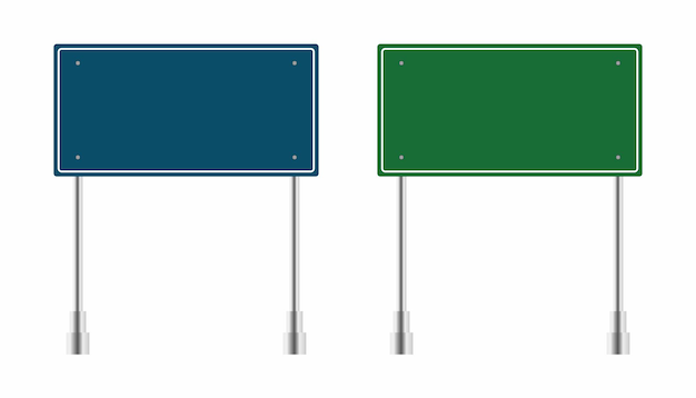 blank green and blue traffic road sign vector illustration