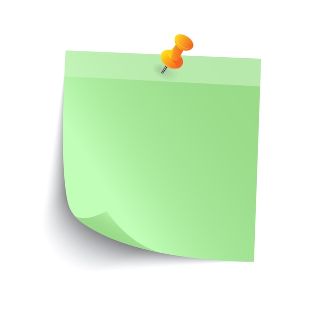 Vector blank green sticky note isolate on gray background vector illustration