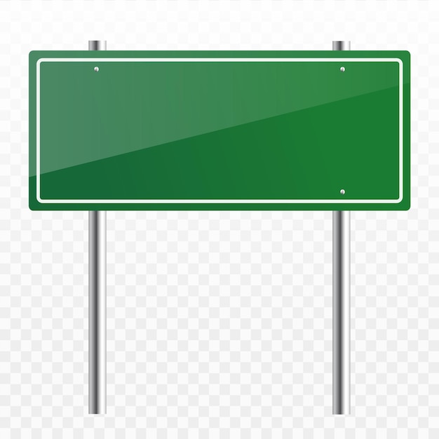 Blank green traffic road sign