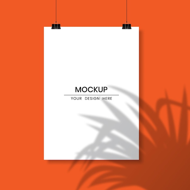 Vector blank hanging white paper with shadow overlay effect
