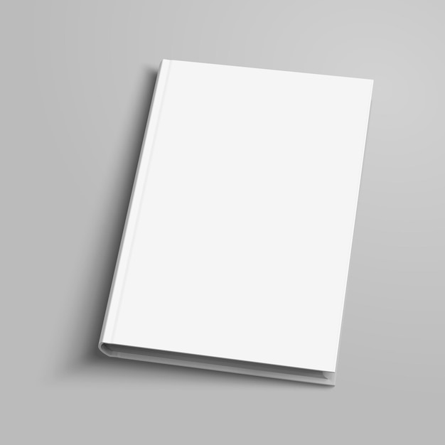 Blank hardcover book on light grey background in 3d illustration