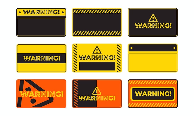 Blank label of warning and caution sticker template set